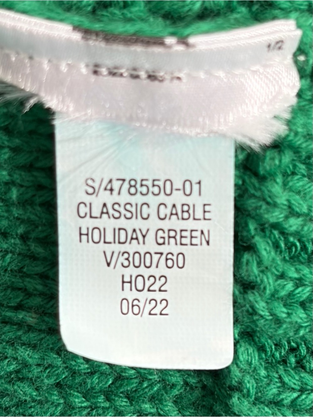 GAP Classic Cable Knit Crewneck Sweater Holiday Green (CS) - Picture 5 of 6